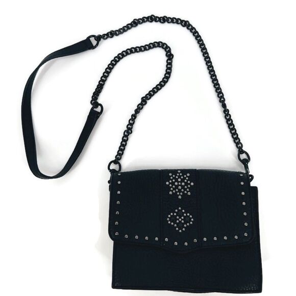 Rebecca Minkoff Stargazing Studded Crossbody‎ Clutch Black Leather - Picture 1 of 10